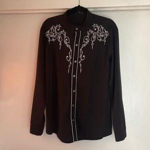 Black cowboy shirts for men with white cowboy decal